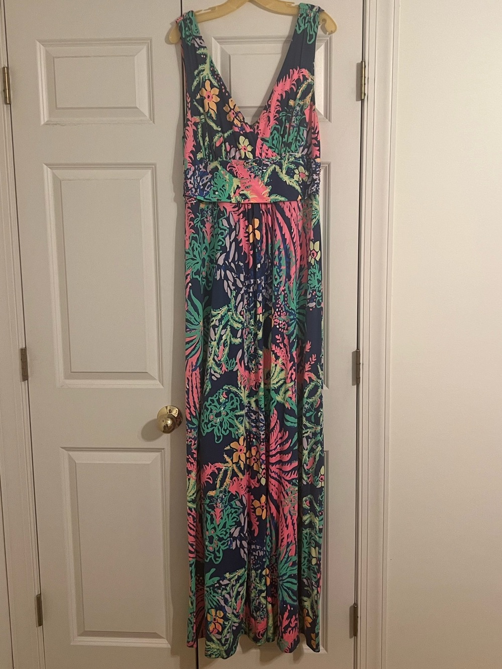 Lilly Pulitzer Navy Tropical Print Maxi Dress
